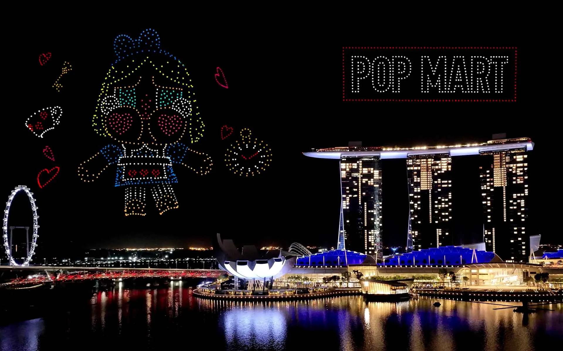 POP MART Brand Launch Drone Show Marina Bay Sands Singapore — 1,300 Drones | MIRS Innovate Drone Light Show